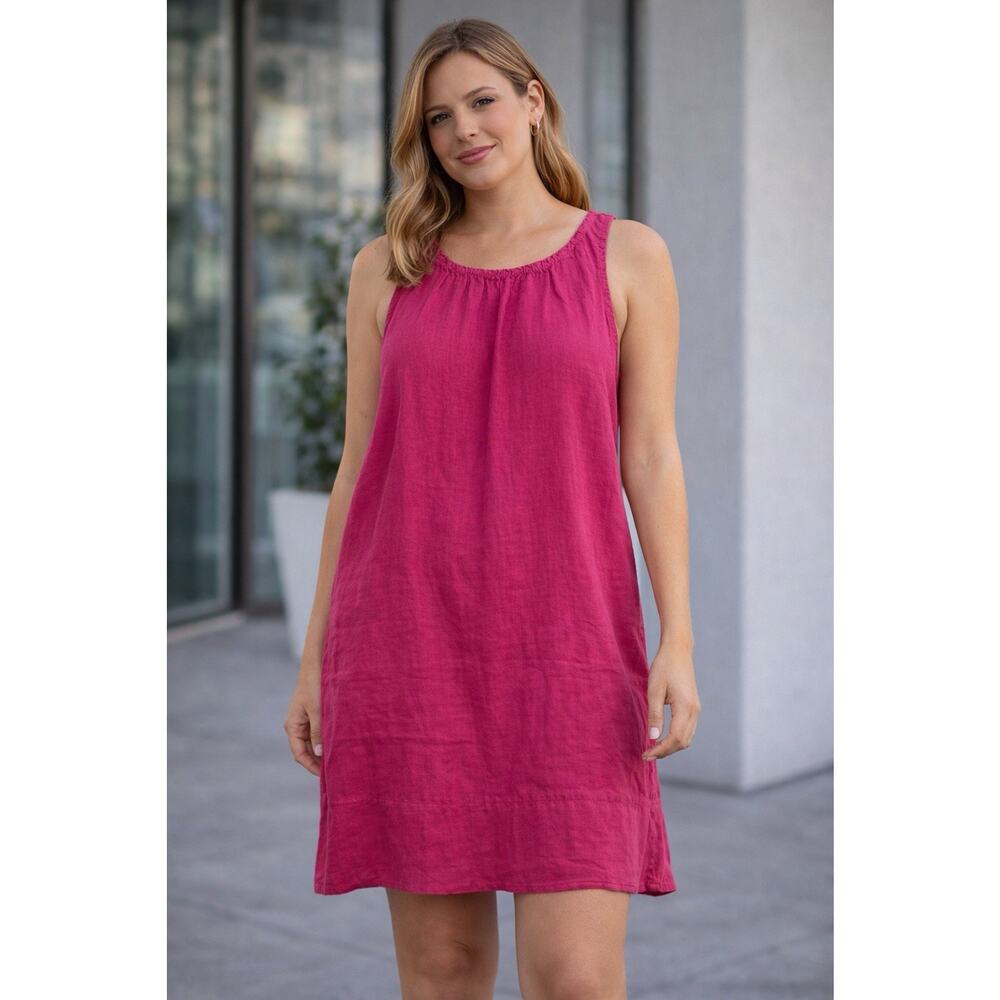 Francescaโ Bettini 100% Linen Pink Dress Coastal Summer Vacation Womens Medium